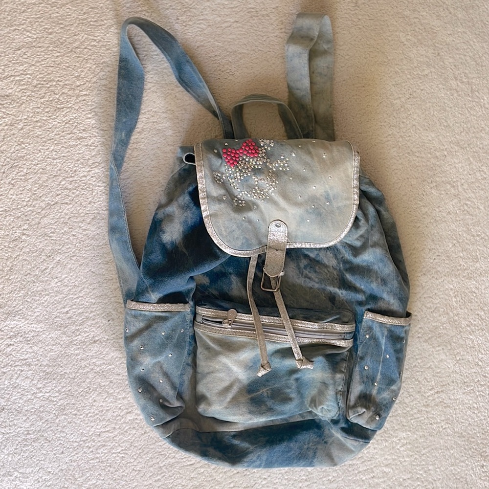 Justice girls backpack jeans distressed embroidered pockets